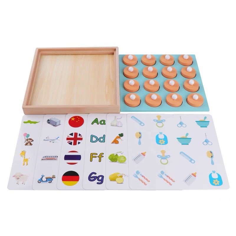 Đồ Chơi Gỗ Lật Hình Tìm Cặp Giống Nhau Gồm 12 Chủ Đề Rèn Luyện Trí Nhớ | Bảo An