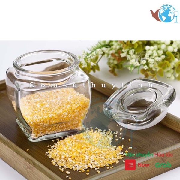 Lọ thủy tinh đựng gia vị, đựng các loại hạt, đựng bột 350ml, lọ đẹp, dày, nắp khít