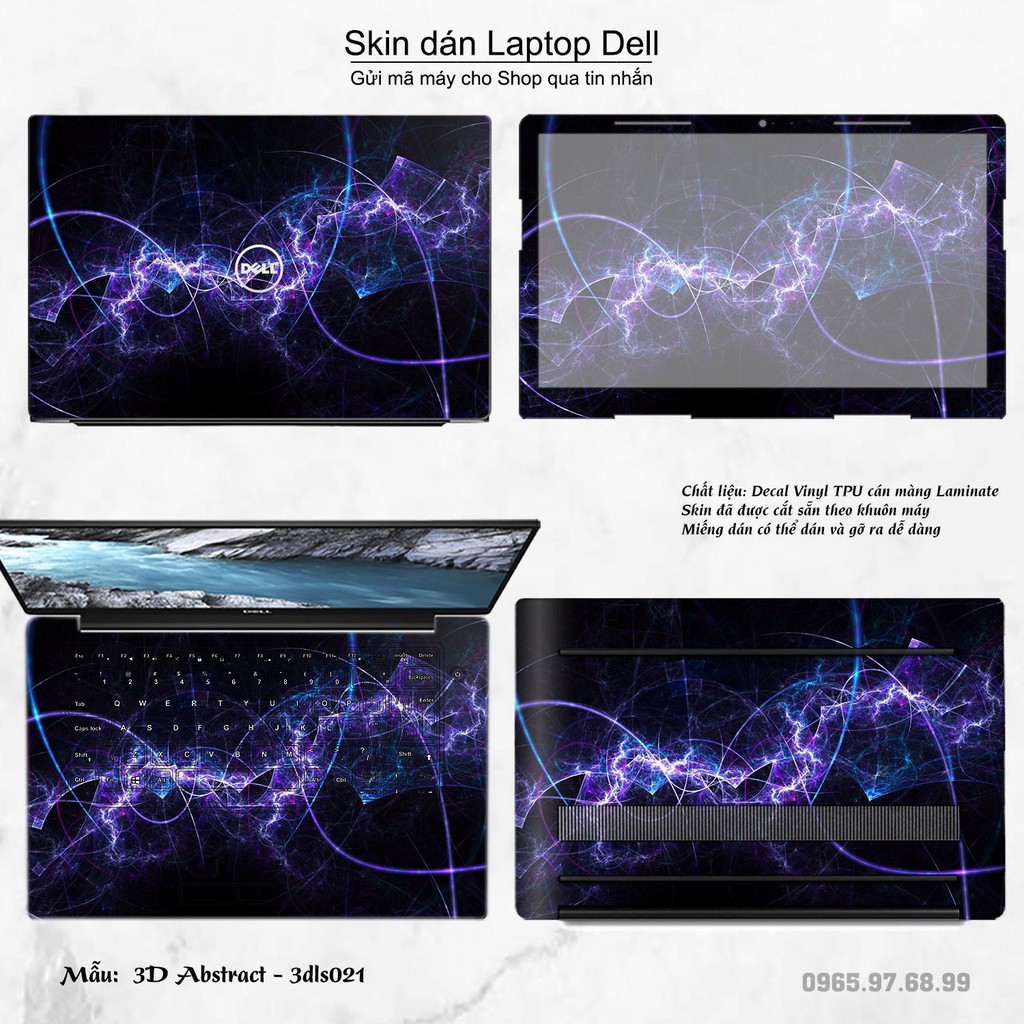 Skin dán Laptop Dell in hình 3D Image (inbox mã máy cho Shop)