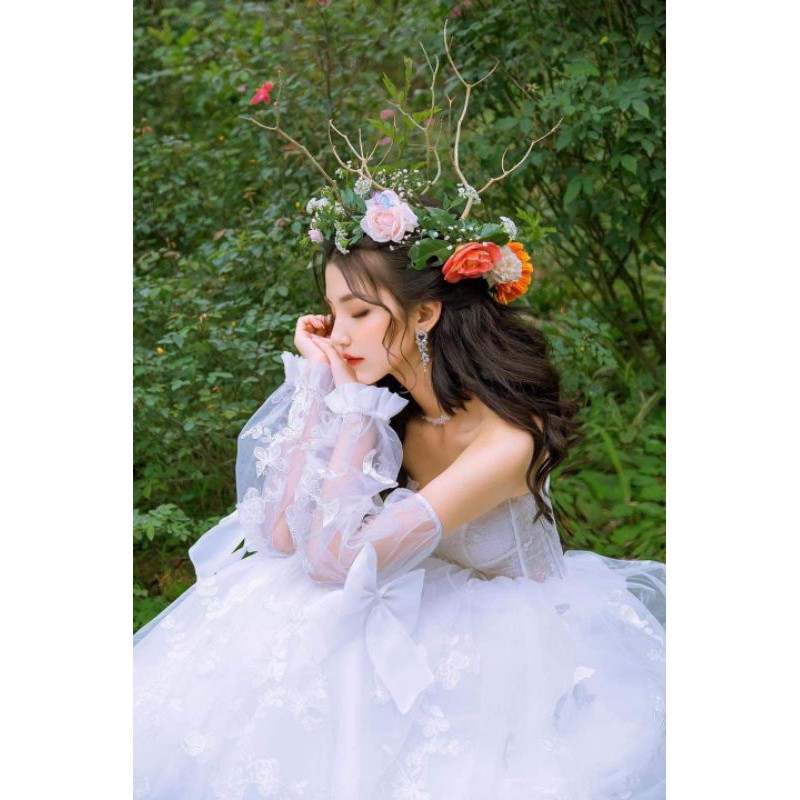 Vải ren hồ điệp thêu 3d