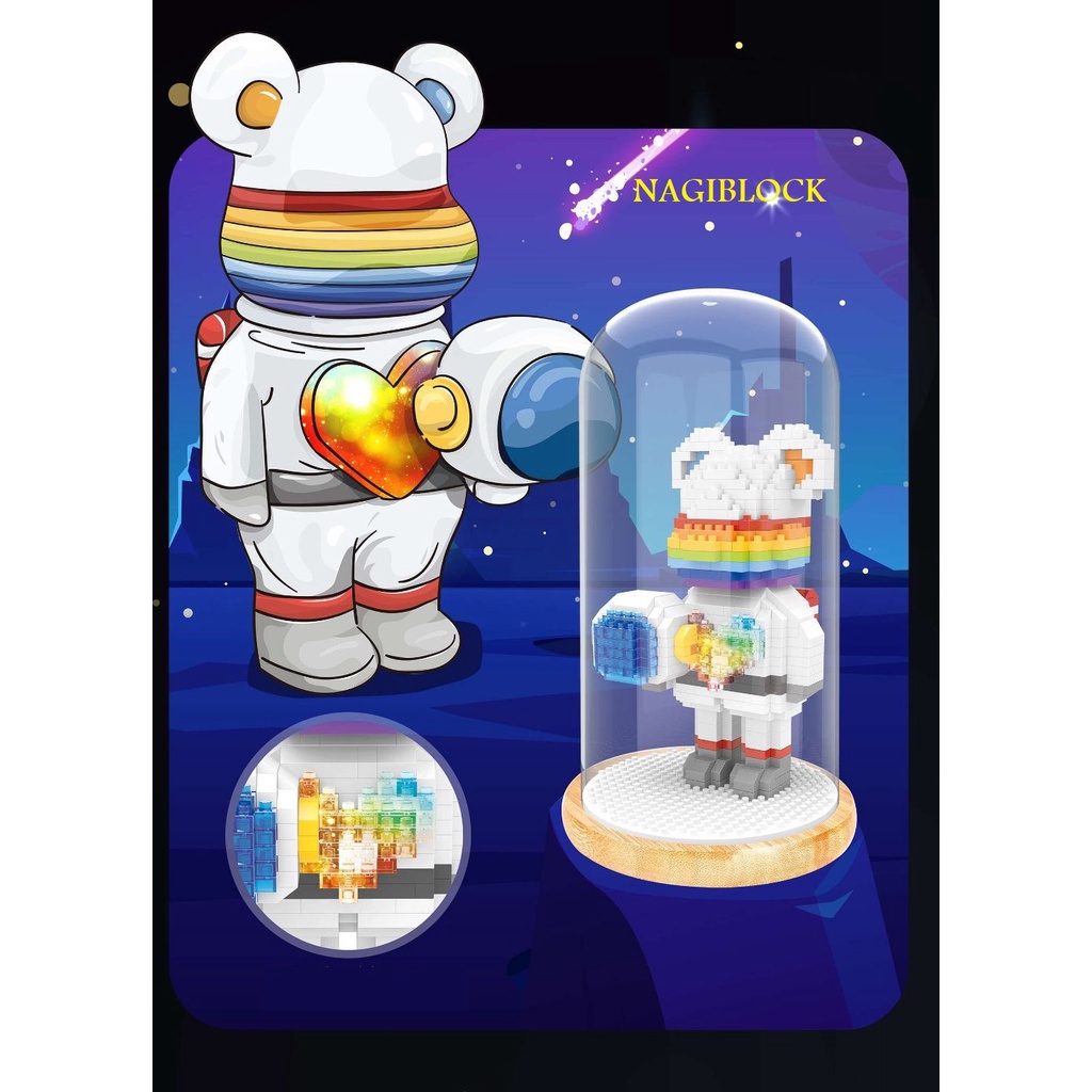Bộ lắp ráp BEARBRICK Phi hành gia- Wise 2719/2720/2721
