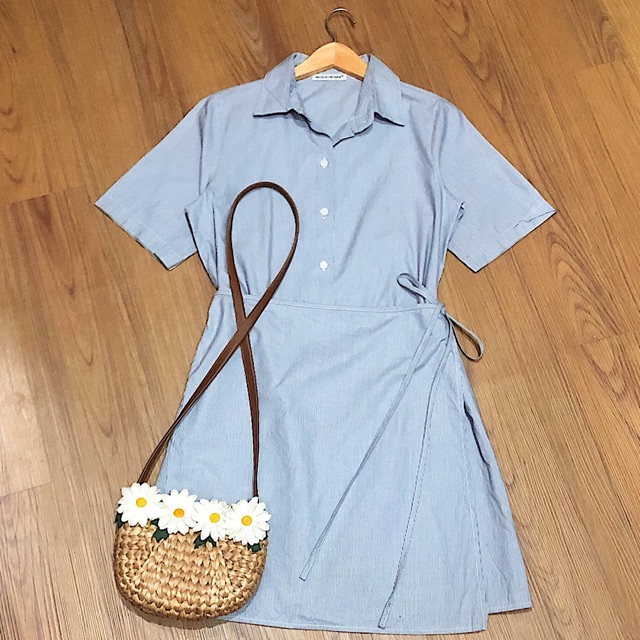 [Mã FATHANG5 giảm 10K đơn 50K] Đầm sm sọc đen đắp tà (kèm hình thật) | BigBuy360 - bigbuy360.vn