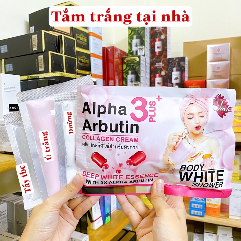 Set Ủ Tắm Trắng Body White Shower Alpha Arbutin 3 Plus + Thái Lan