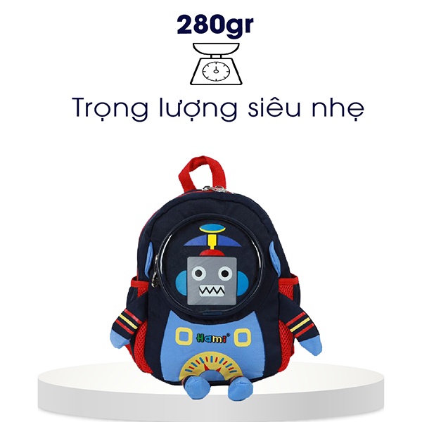 Balo mẫu giáo Hami 209 xanh, balo đi học cho bé trai từ 1 tuổi đến 5 tuổi, chống thấm nước, siêu nhẹ, bảo hành miễn phí