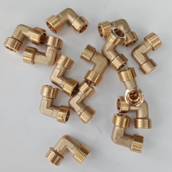 Kép nối góc ren ngoài máy nén khí-đồng thau