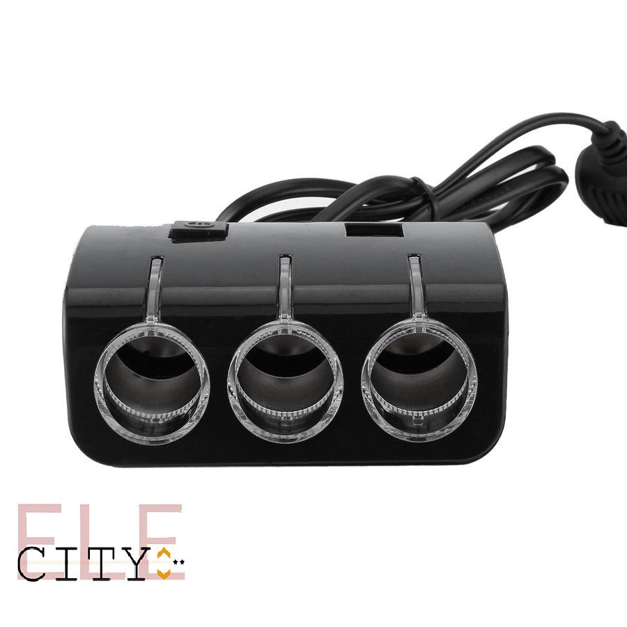 Ele】⚡⚡3 In 1 Dual USB 60W Car Charger With 3 Way Multi Socket Car Cigarette Lighter