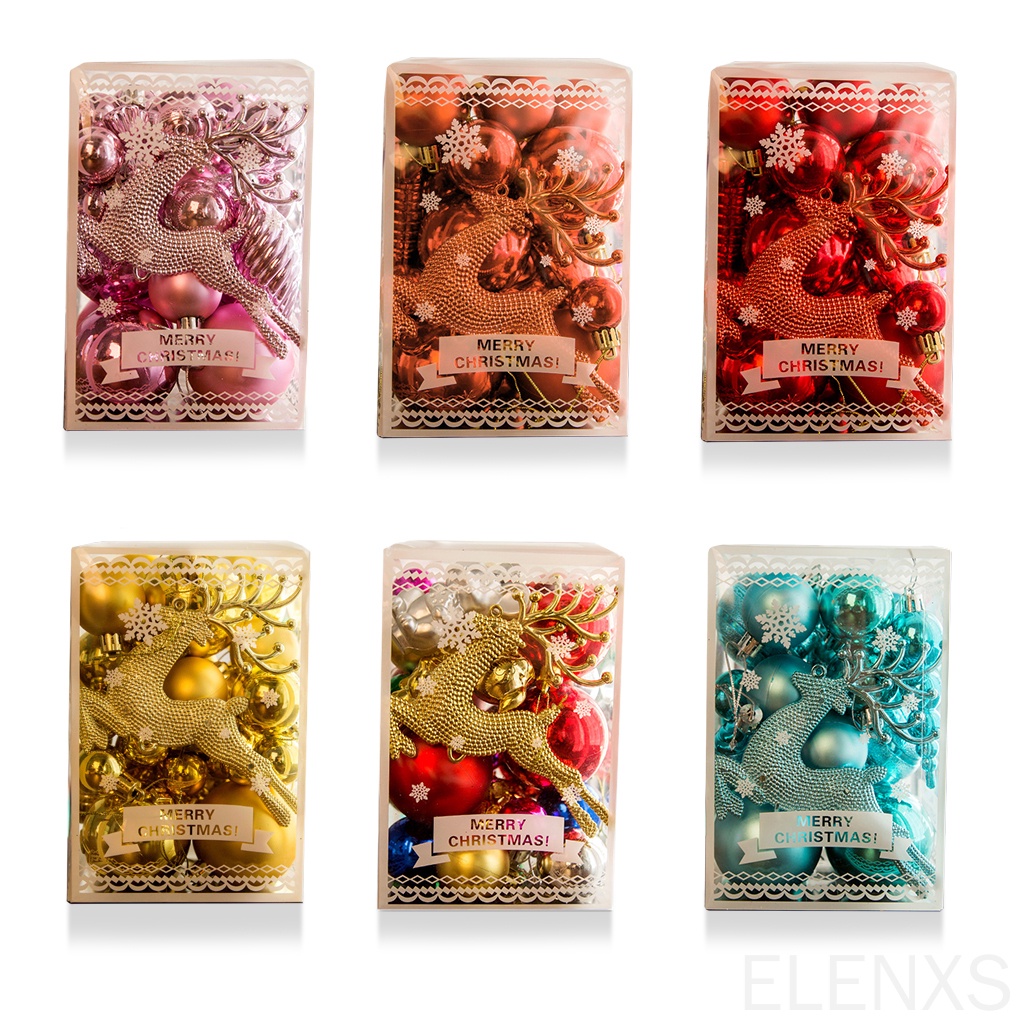 Set 30 quả cầu nhựa 1.2/1.6/2.3inch trang trí cây thông Noel DIY