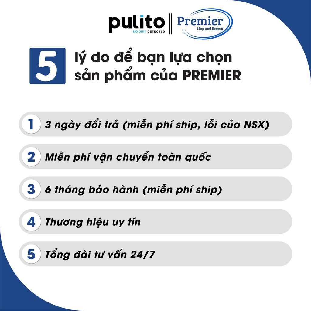 Cây lau nhà tự vắt xoay 360 độ Pulito, Bàn lau lớn 45cm, tích hợp khe chứa nước lau sàn thông minh