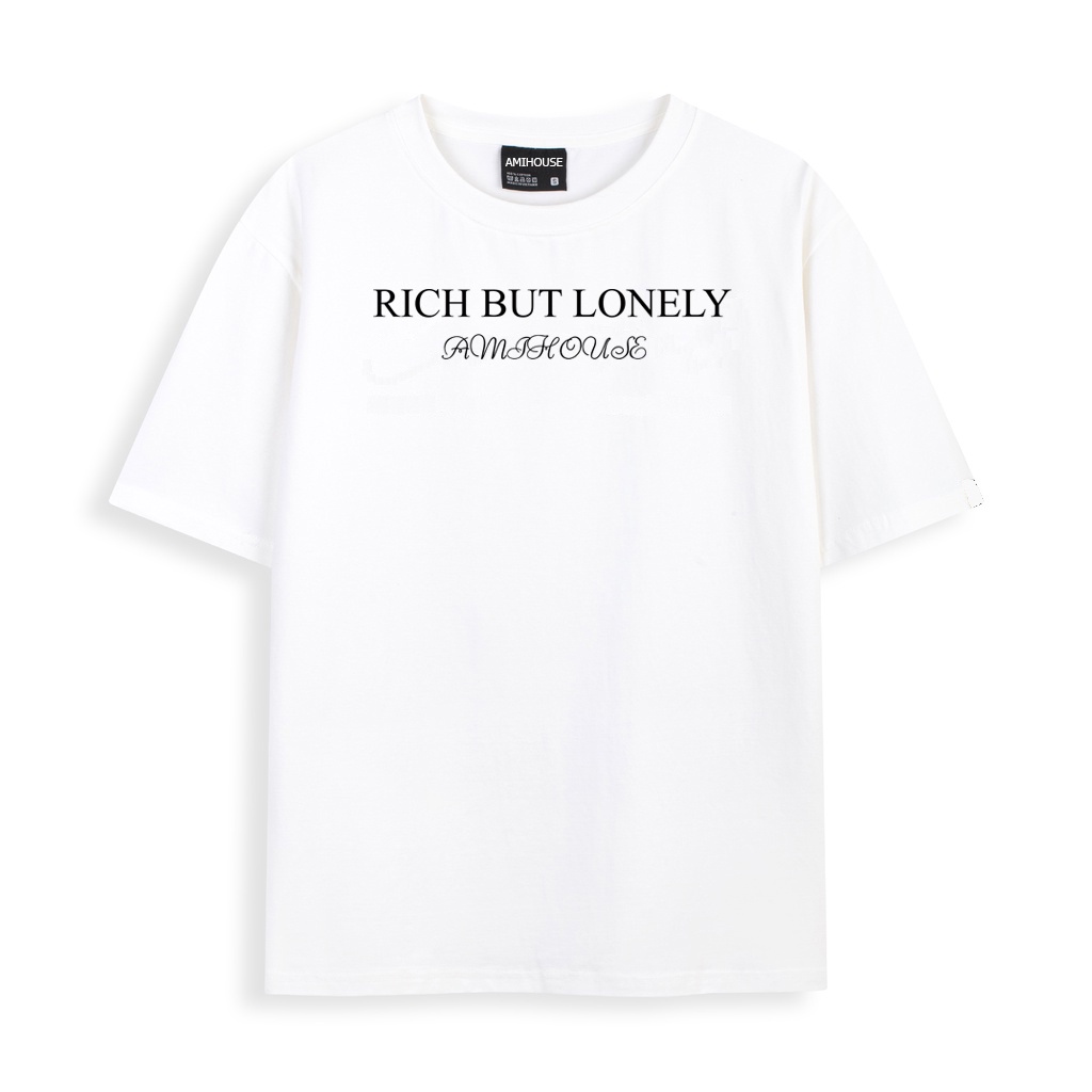 Áo thun tay lỡ AMIHOUSE chất liệu cotton 100% form rộng rich but lonely