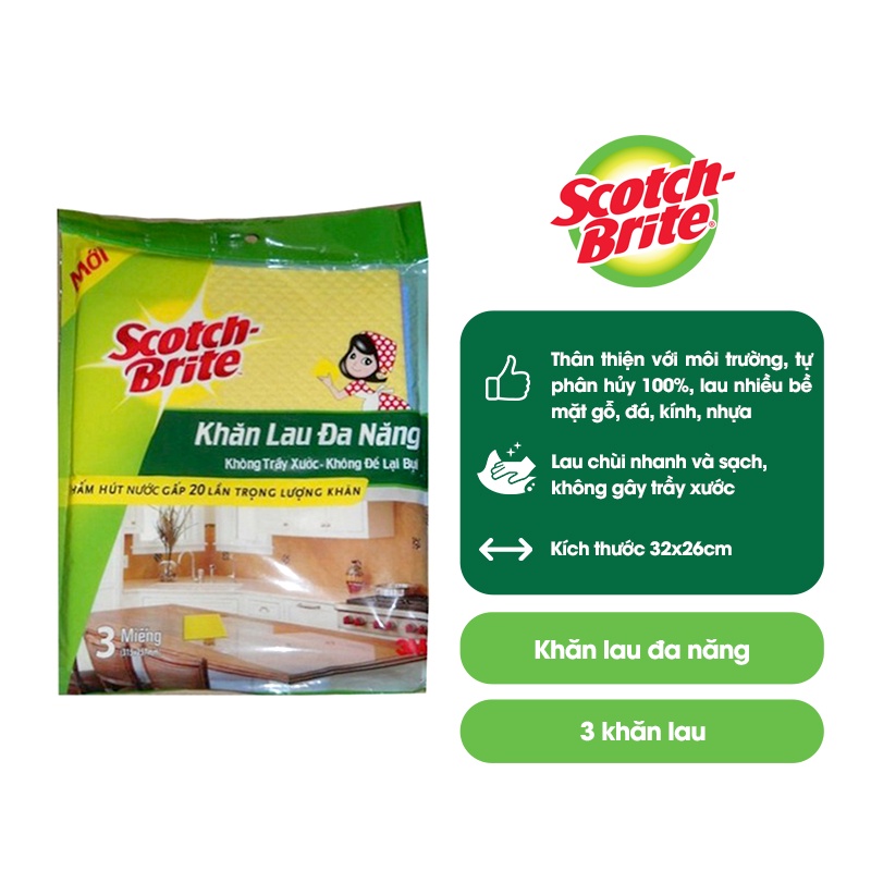 Khăn Lau Đa Năng Siêu Thấm , Khăn Lau Đa Năng 3M SCOTCH BRITE + Quà Tặng