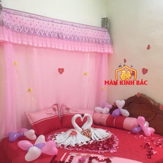 Màn Mùng khung xếp gọn phối ren kiểu nhiều màu cho khách lựa chọn