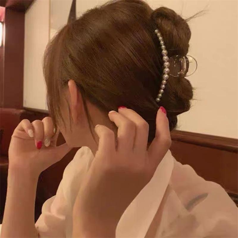 Kẹp Tóc Càng Cua Đính Ngọc Trai Nhân Tạo Thời Trang Cho Nữ