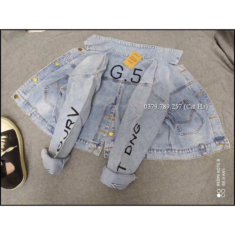 Aó khoác jean nữ xám xanh như hình form dưới 58Kg G5 BB29