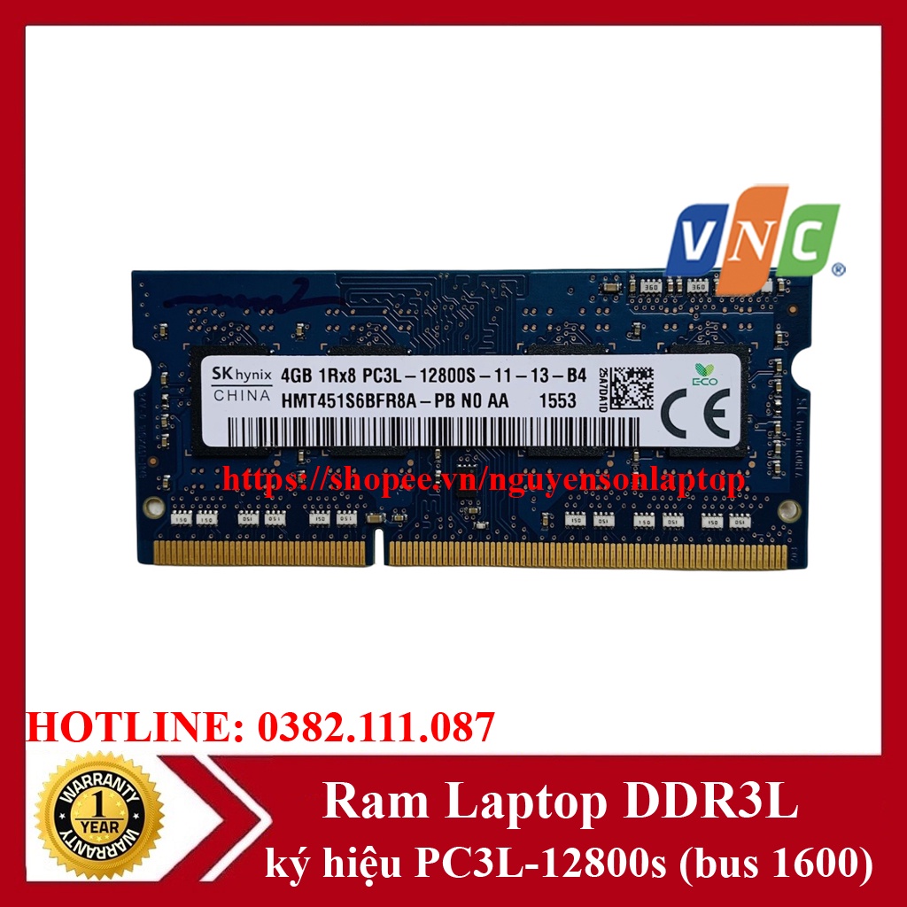 RAM Laptop DDR3L 4Gb / 2Gb Bus 1600 MHz (ký hiệu PC3L-12800s) hàng tháo máy sáng đẹp