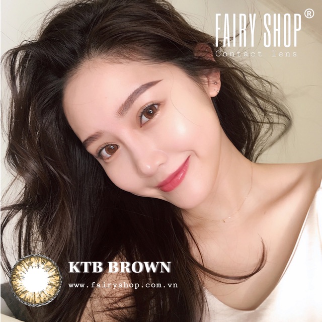 Áp tròng nâu pha lê KTB BROWN 14.2mm - Kính Áp Tròng FAIRY SHOP CONTACT LENS độ 0 đến 6