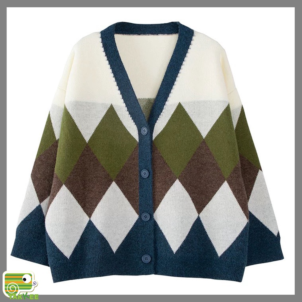 Áo Cardigan Len Nữ Phong Cách Hàn Quốc, Áo Khoác Len Phong Cách Vintage