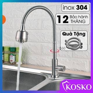 Vòi rửa bát Inox 304 Cắm chậu Cần mềm - 2 chế độ xả nước. 1 Đường Nước lạnh