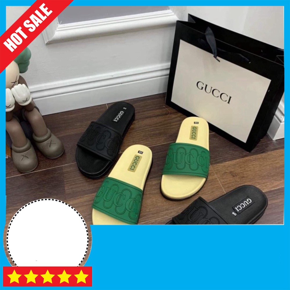 (Có Video + Ảnh Thật) Dép Gucci Họa Tiết GC Đế Cao Su Chống Nước - Dép Quai Ngang Nam Nữ Thời Trang Cao Cấp Hottrend