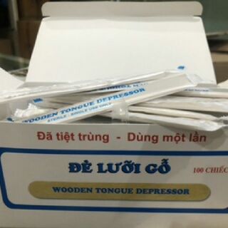 Đè lưỡi gỗ đã tiệt trùng riêng từng chiếc (hộp 100 chiếc)
