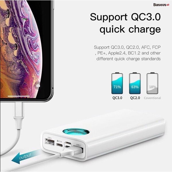 Pin sạc dự phòng 20.000mAh Baseus Amblight Quick Charger 3.0, Chính hãng bảo hành 24 tháng