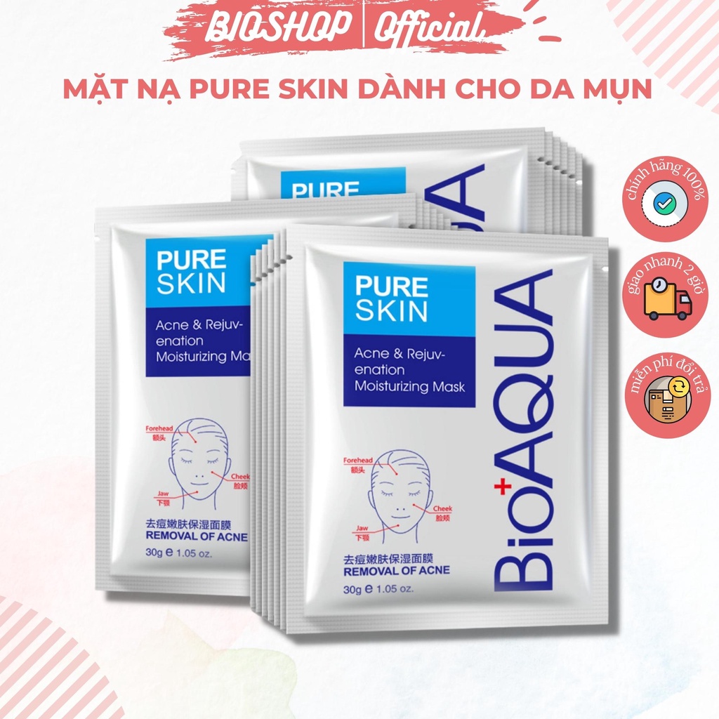 Mặt nạ ngăn ngừa mụn pure skin Bioaqua se khít lỗ chân lông