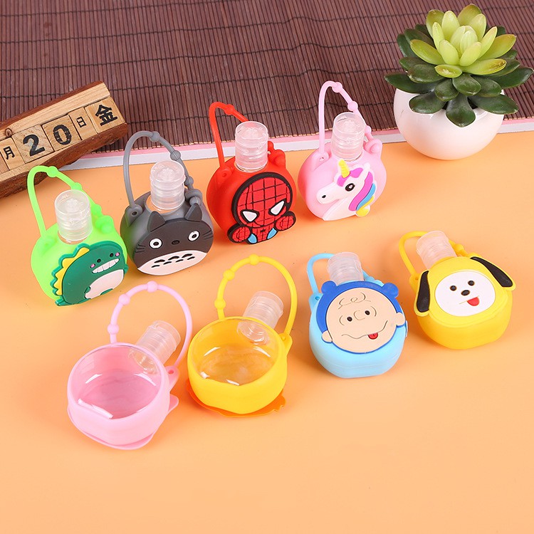 Bình đựng nước rửa tay silicon treo móc khóa balo túi xách 30ml hoạt hình dễ thương siêu cute KinoShop
