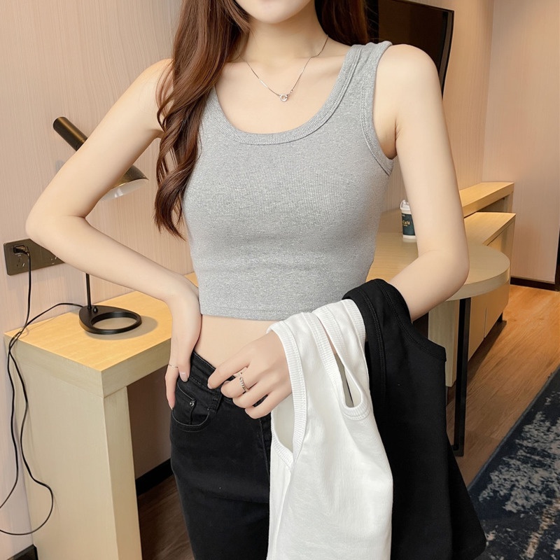 Áo Không Tay Màu Trơn Thiết Kế Đơn Giản Dễ Phối Đồ