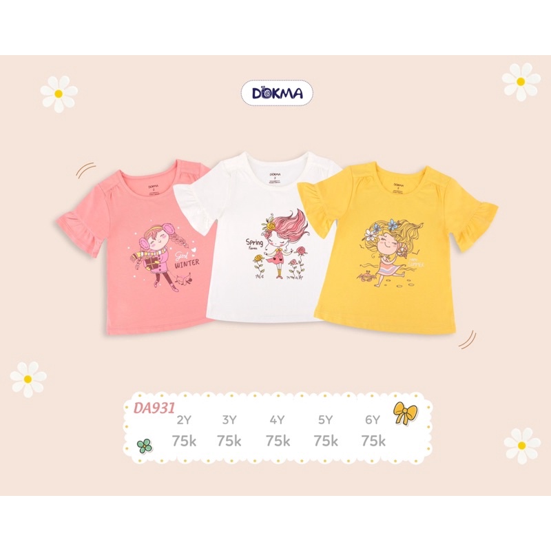Áo cộc tay cài vai Dokma bé gái  DA931