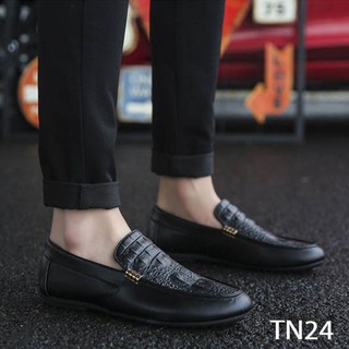[ Cực Hot ] Giày Da Nam Cao Cấp Dập Vân Cá Sấu Siêu Bền [Màu Đen - TN24]
