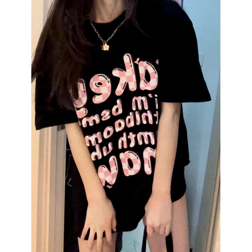 Áo thun nữ Xiaozhainv tay ngắn cổ tròn in hình đơn giản thời trang Hàn Quốc