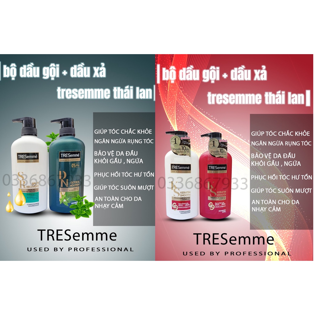 Dầu gội xả Tresemme Thái Lan ( gội 450ml xả 425ml)