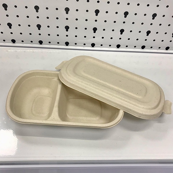 Hộp bã mía 2 ngăn có nắp rời 229x134x44mm
