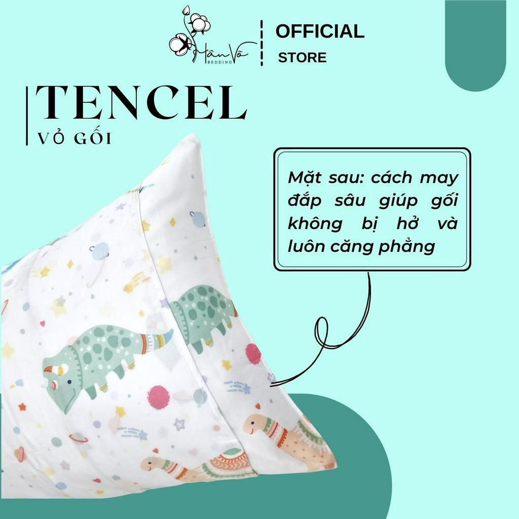 Ga 1m4x2m, Bộ ga gối 1m4, bộ ga LỤA TENCEL Hân Võ cao cấp nhiều hoạ tiết dễ thương cho bé, siêu mát mịn, set drap gối
