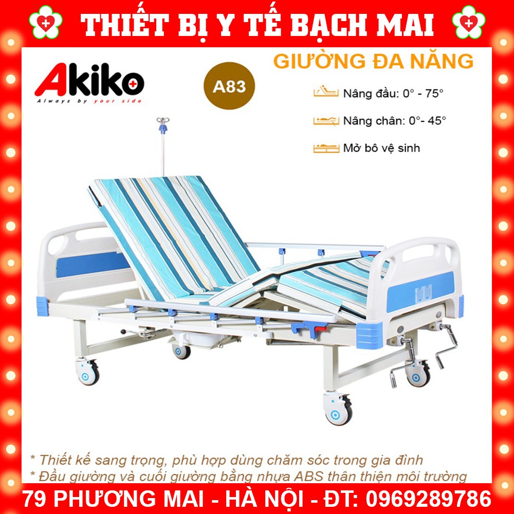 Giường Bệnh Nhân Y Tế 3 Tay Quay Akiko A83 - Đa Năng