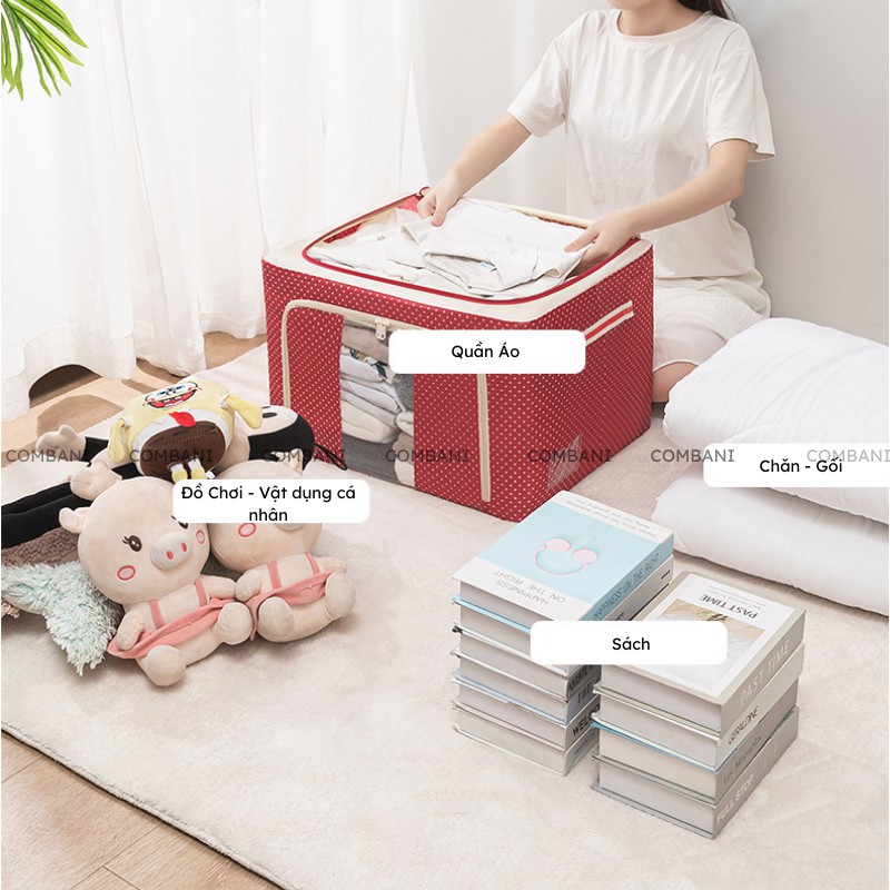 Túi Đựng Quần Áo Khung Thép Vải Oxford Cỡ Lớn 66L, Thùng Vải Đựng Đồ Gấp Gọn