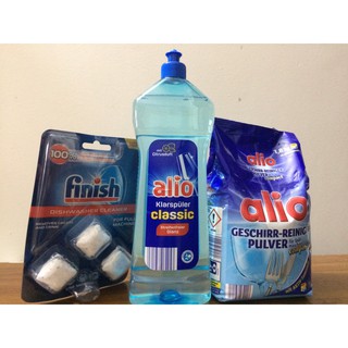 Bột rửa bát Alio 1,5kg + Muối Alio 2kg + Tặng viên finish