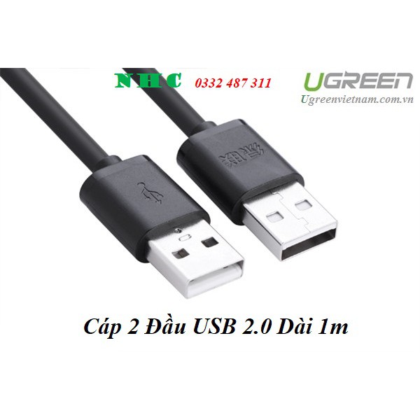 Cáp USB 2.0 hai đầu đực dài 1m chính hãng Ugreen 10309 - Bảo hành 18 tháng