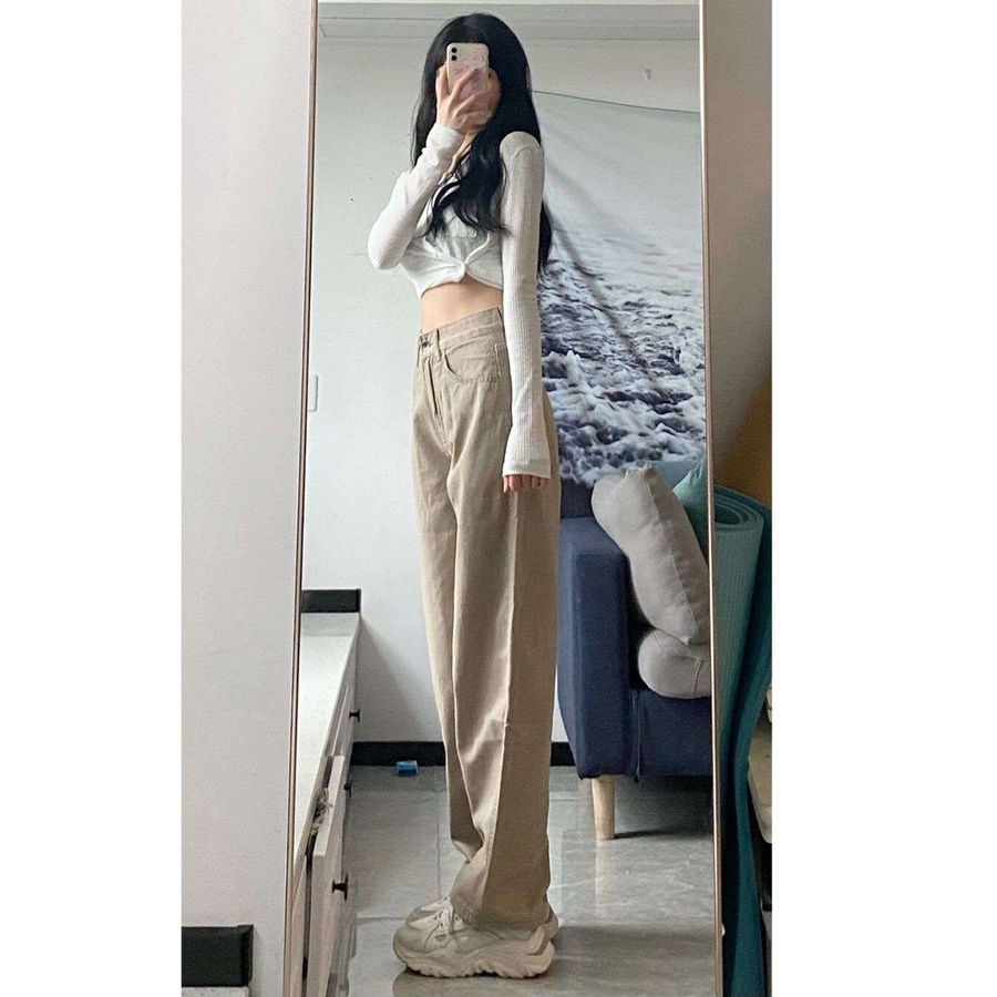 [SẴN]- Quần Jean ống suông màu nâu nhạt  phong cách Ulzzang (Q179)