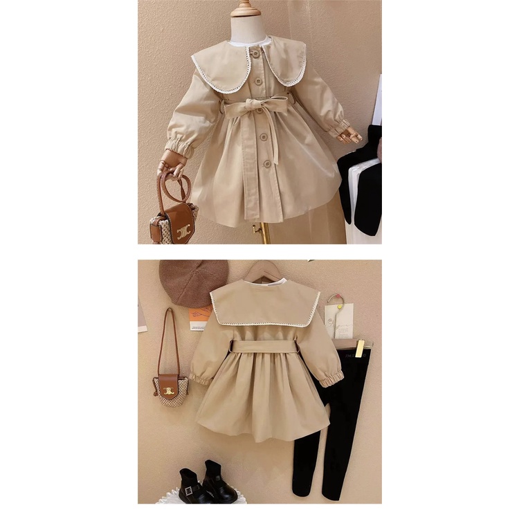 Áo khoác chống gió IQ ANGEL cổ búp bê phong cách Hàn Quốc thời trang xuân thu mới cho bé gái