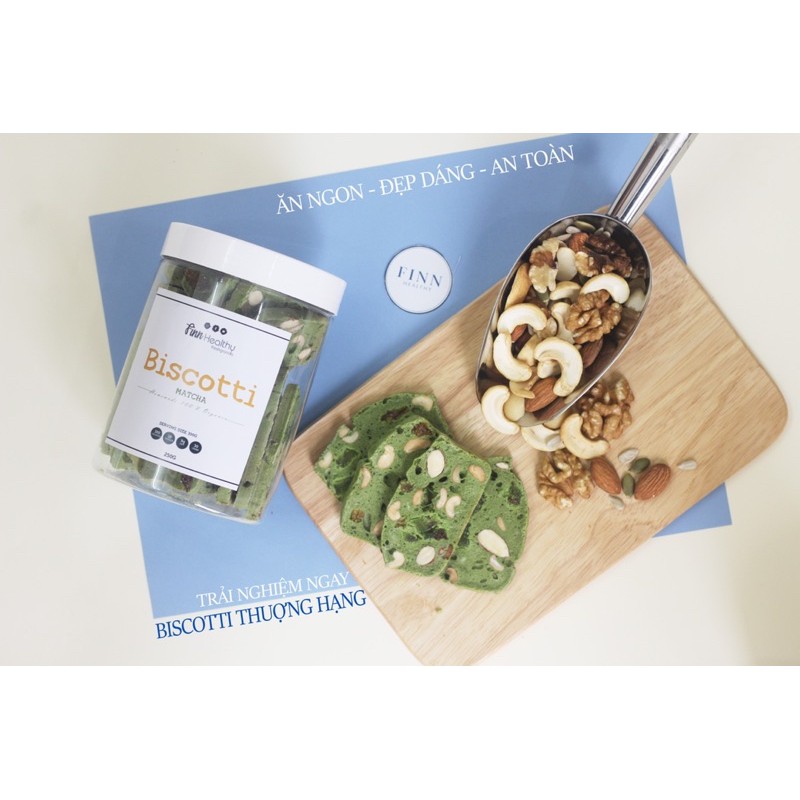 Bánh BISCOTTI Nguyên Cám 100% vị MATCHA - Bánh Ngũ Cốc Nướng Ăn Kiêng Không Đường by Finn Healthy | BigBuy360 - bigbuy360.vn