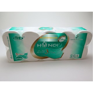 Giấy vệ sinh Hà Nội không lõi, bịch 10 cuộn 3 lớp 1,5kg