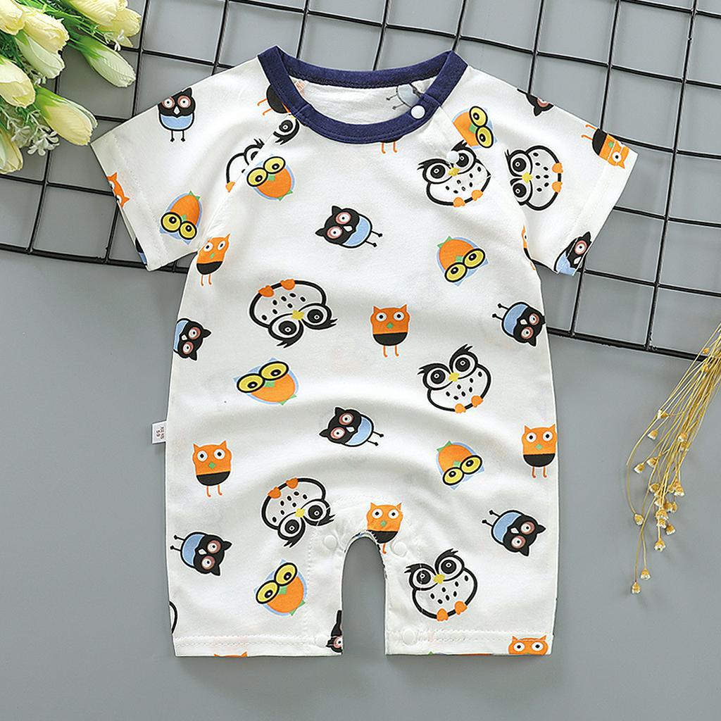 Áo liền quần ngắn tay in họa tiết dễ thương dành cho trẻ sơ sinh