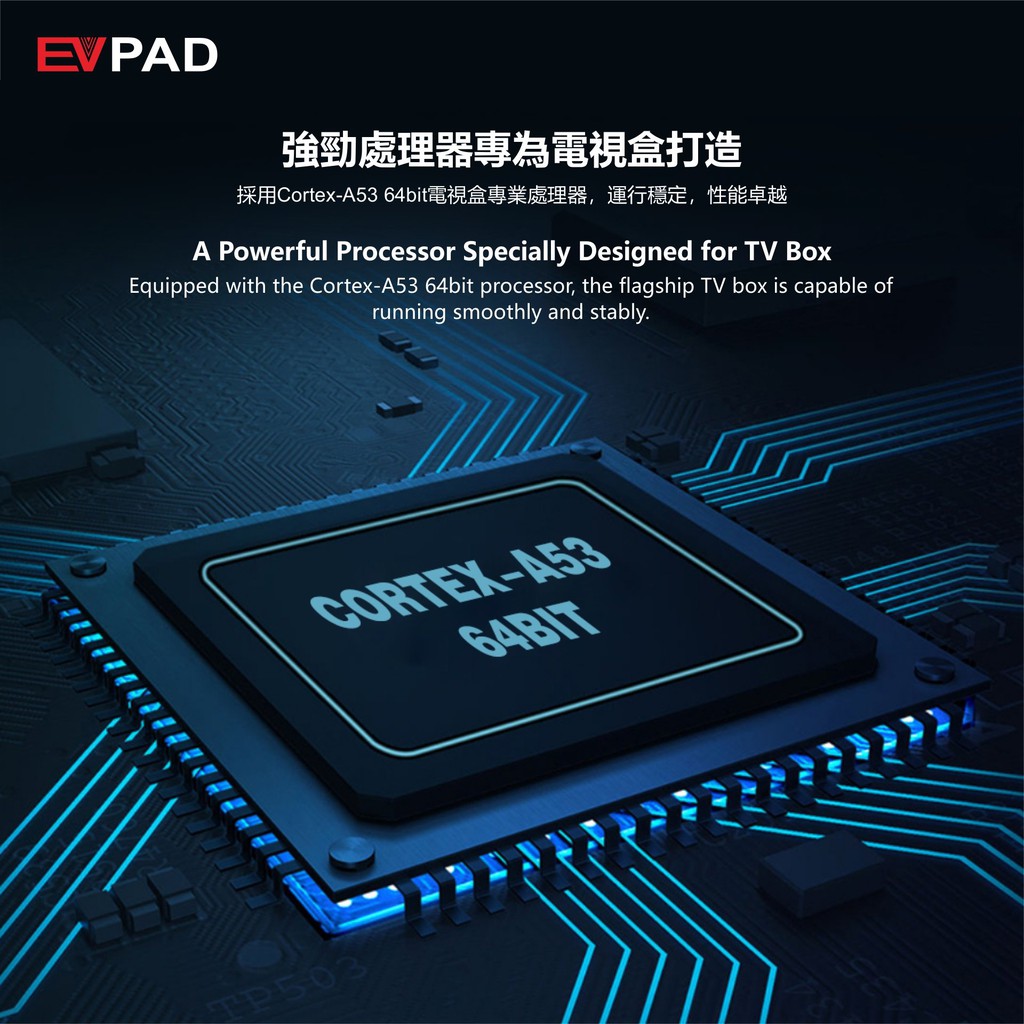 TiviBox EVPAD 6P NEW, xem MIỄN PHÍ truyền hình Nhật Bản, Hàn Quốc, Trung Quốc, Đài Loan, RAM 4GB, ROM 64GB, Remote Voice