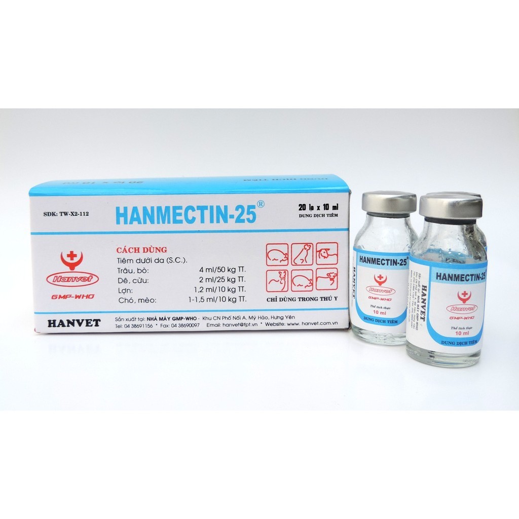 [Mã PET50K giảm Giảm 10% - Tối đa 50K đơn từ 250K] Hanmectin-25 (10ml/lọ)