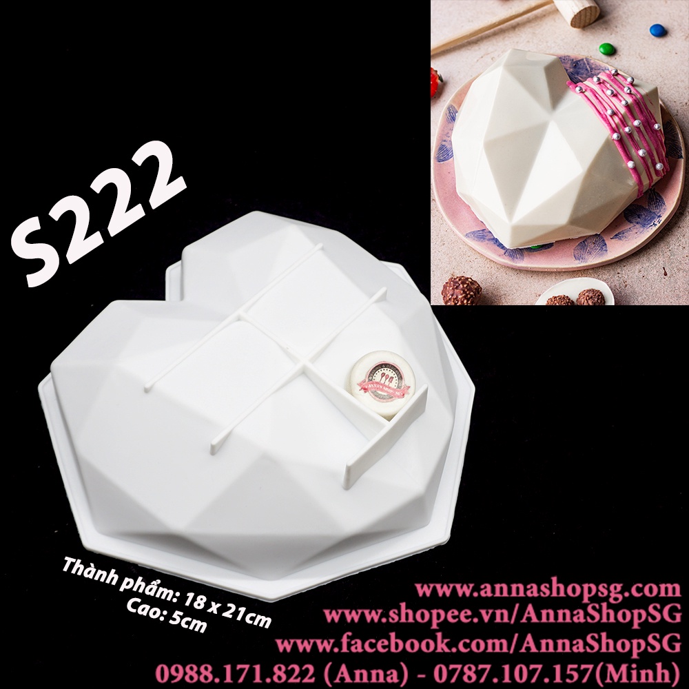 S222 KHUÔN SILICON TIM LỚN VÁT CẠNH