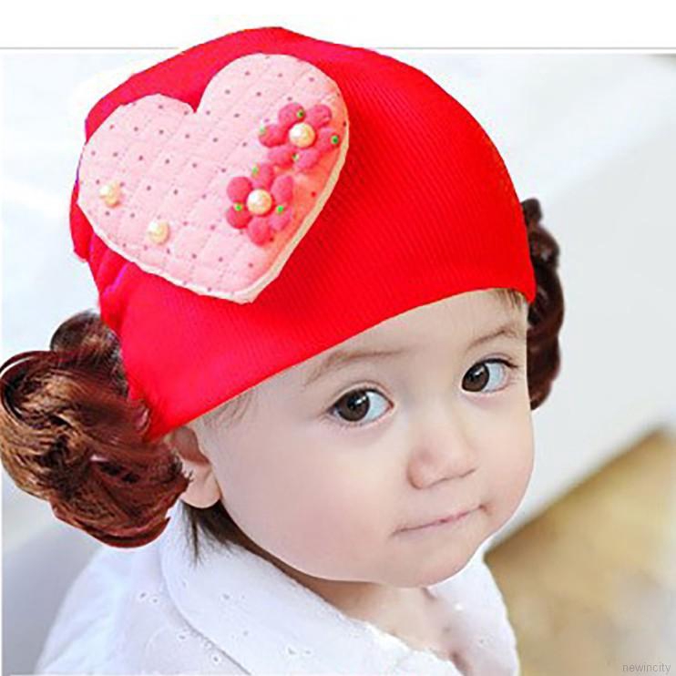 Mũ len trùm đầu trang trí họa tiết dễ thương cho bé gái