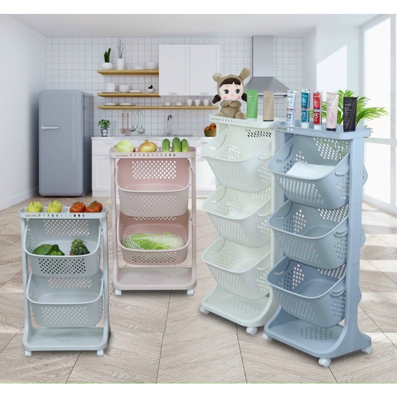 Kệ Đựng Đồ Đa Năng 3 Tầng Có Bánh Xe 360 Siêu Tiện Ích Việt Nhật (3 Ngăn Treo Giống Nhau)