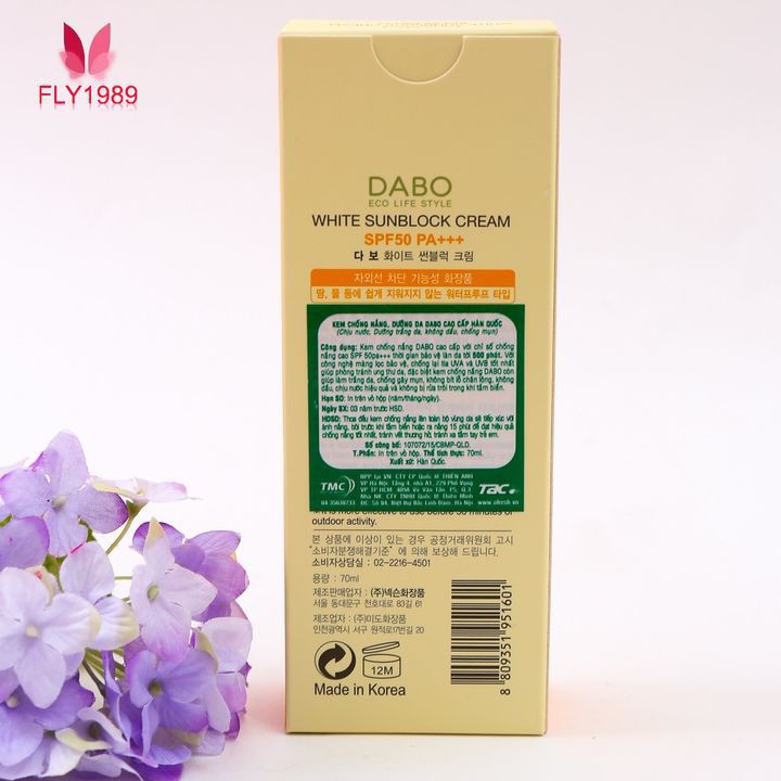 Kem chống nắng dưỡng trắng da Dabo White Sunblock 70ml