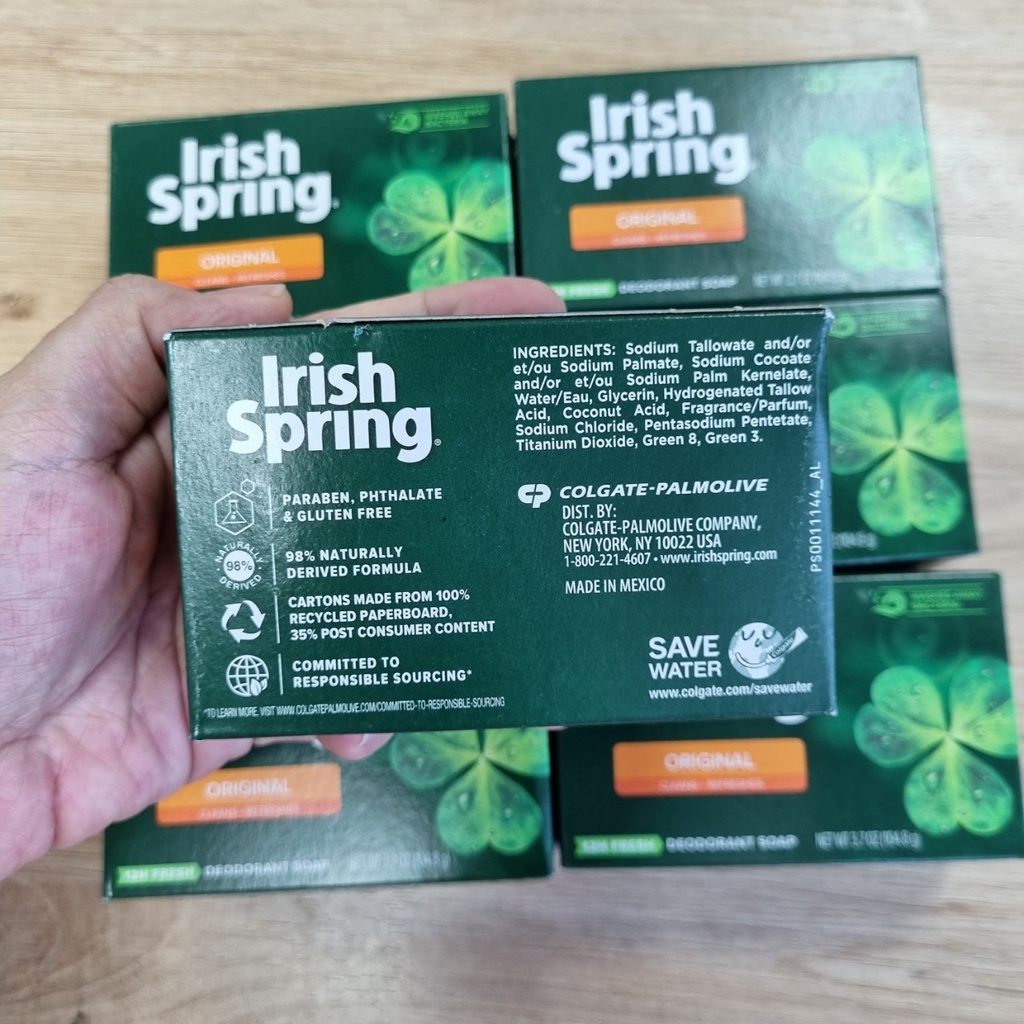 Xà bông cục Irish Spring Deodorant Soap Original / Xà bông tắm thơm Spring Mỹ