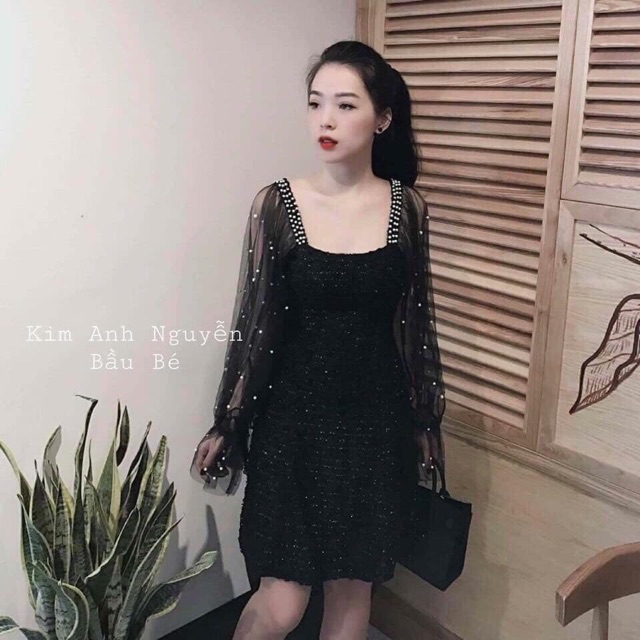 Váy dạ xước tay voan- quảng châu | BigBuy360 - bigbuy360.vn